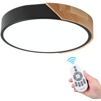 Lámpara de techo LED 30cm Borde Negro y madera