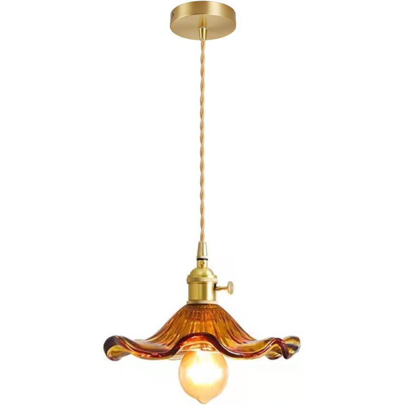 HOME NEAT - Lámpara Colgante de Vidrio Vintage E27 22cm - Amber