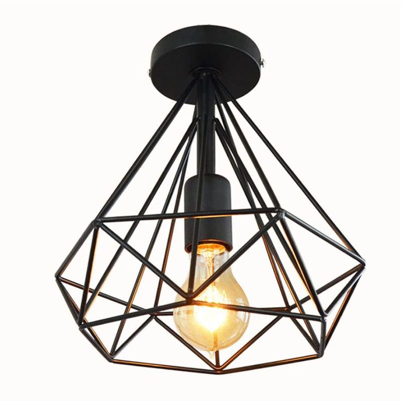 HOME NEAT - Lámpara de techo industrial retro ø25cm en forma de diamante negro