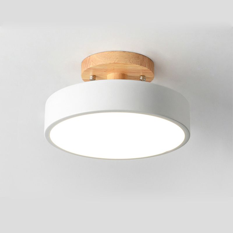 HOME NEAT - Lámpara LED de techo con base de madera 18cm - Blanco.