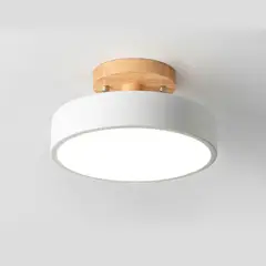 HOME NEAT - Lámpara LED de techo con base de madera 18cm - Blanco.