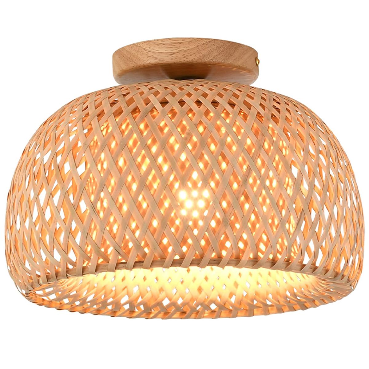 HOME NEAT - Lámpara de Techo de Bambú Vintage E27 Ø30cm x 21cm