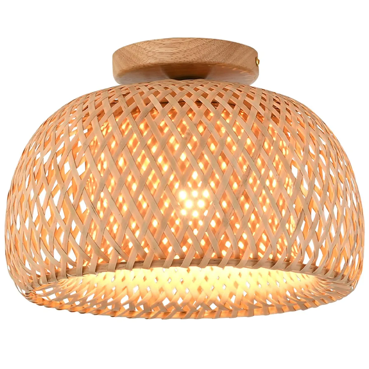 HOME NEAT - Lámpara de Techo de Bambú Vintage E27 Ø30cm x 21cm