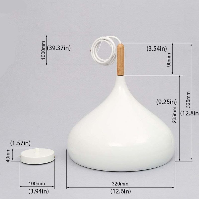 HOME NEAT - Lámpara colgante de techo moderna E27 ø32cm Blanco