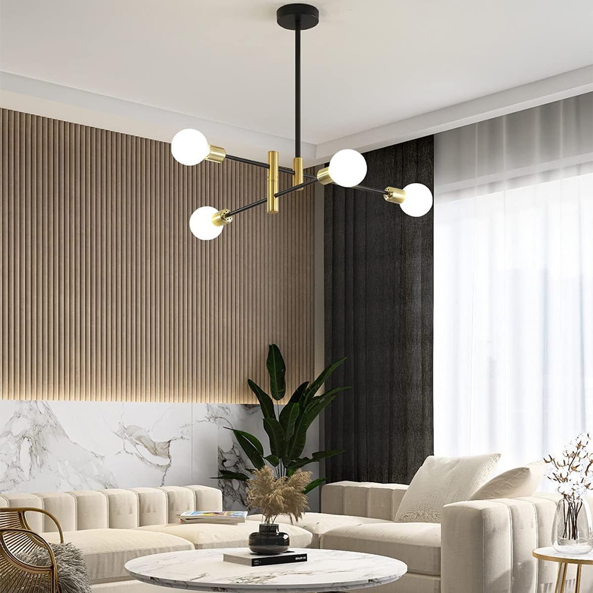 HOME NEAT - Lámpara de techo sputnik 4 brazos plafón e27 moderno