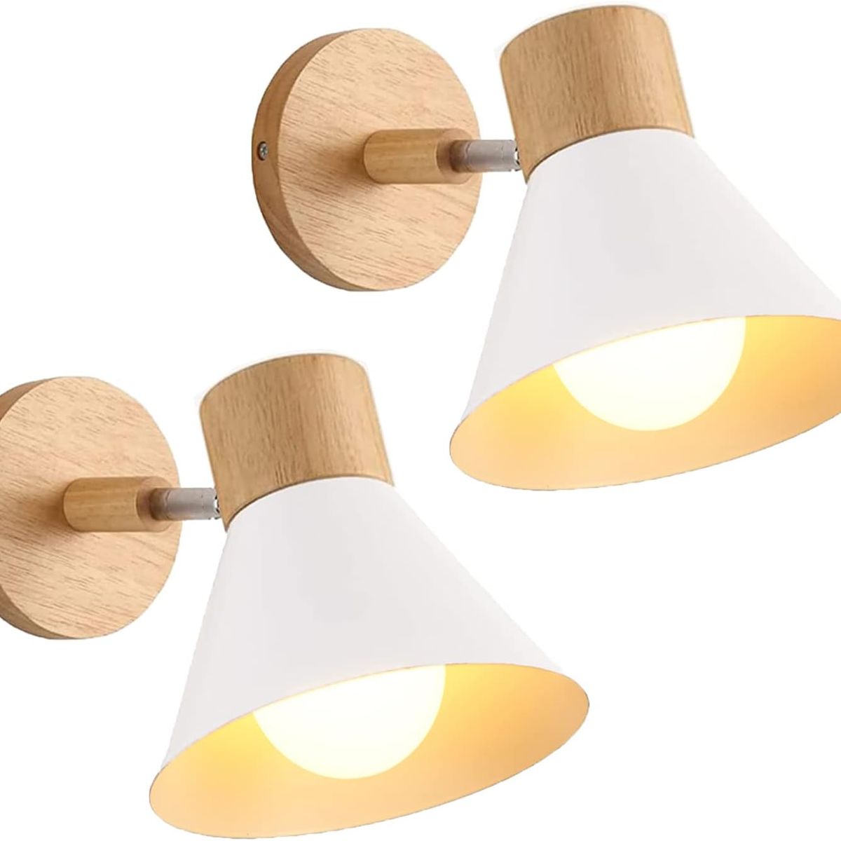 2 Unidades Apliques de pared de Madera Nordic E27 18CM - Blanco, marca HOME NEAT - Foto Principal
