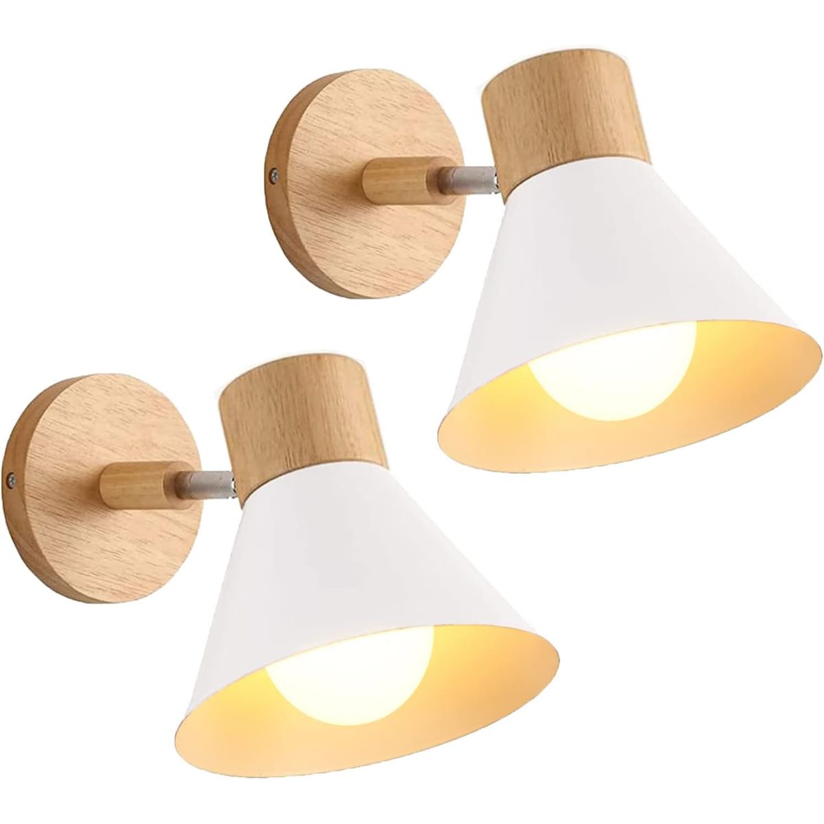 2 Unidades Apliques de pared de Madera Nordic E27 18CM - Blanco, marca HOME NEAT - Foto Principal