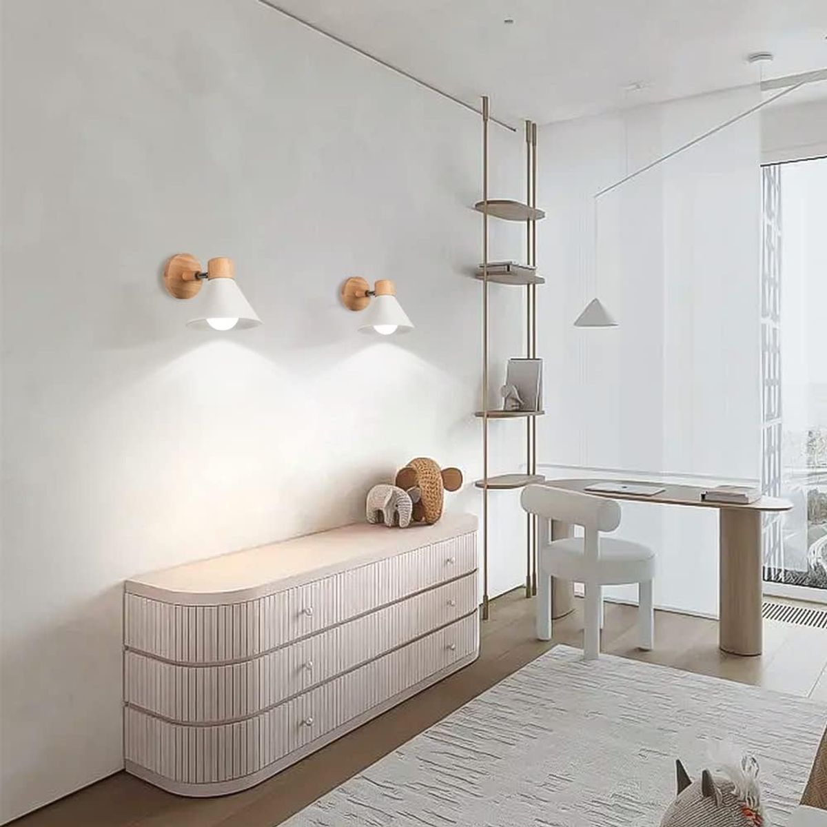 2 Unidades Apliques de pared de Madera Nordic E27 18CM - Blanco, marca HOME NEAT - Foto 2