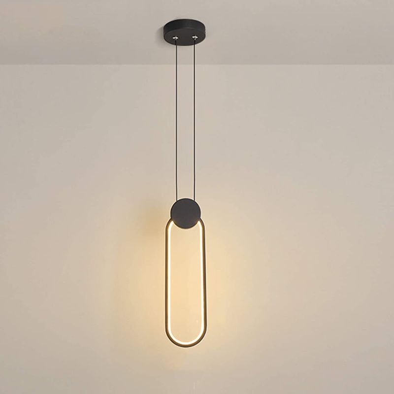 HOME NEAT - Lámpara colgante  aluminio led luz de techo negro oval 15w 3 colores