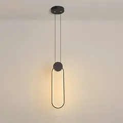HOME NEAT - Lámpara colgante aluminio led luz de techo negro oval 15w 3 colores