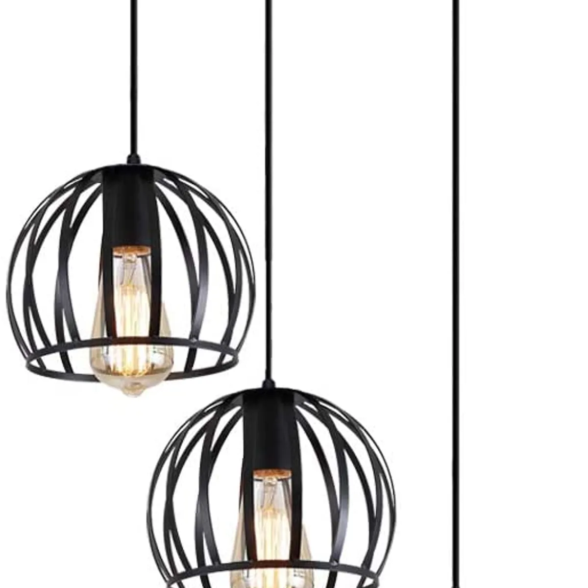 HOME NEAT - Lámpara colgante industrial e27 redondo 3 cabezas luz de techo negro