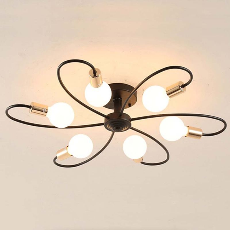 HOME NEAT - Lámpara de techo de 6 luces moderna lámpara de araña sputnik de metal