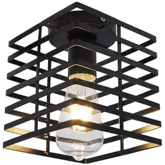 HOME NEAT - Plafón retro industrial e27 lámpara de techo vintage cubo negro