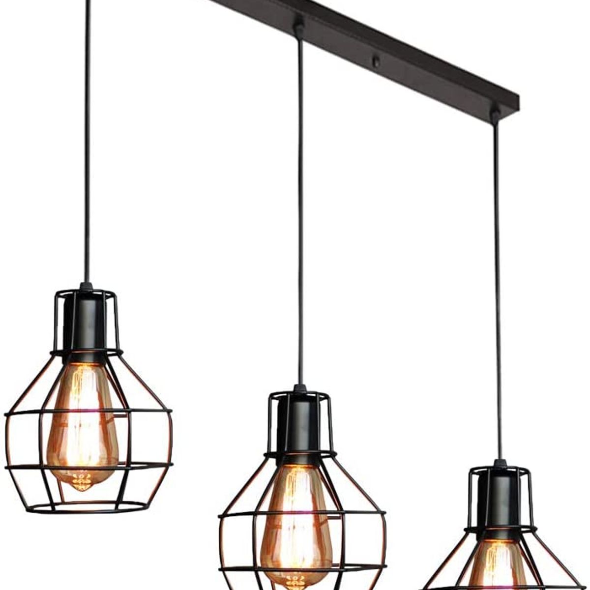 HOME NEAT - Lámpara de techo industrial vintage 3 luces E27 Negro