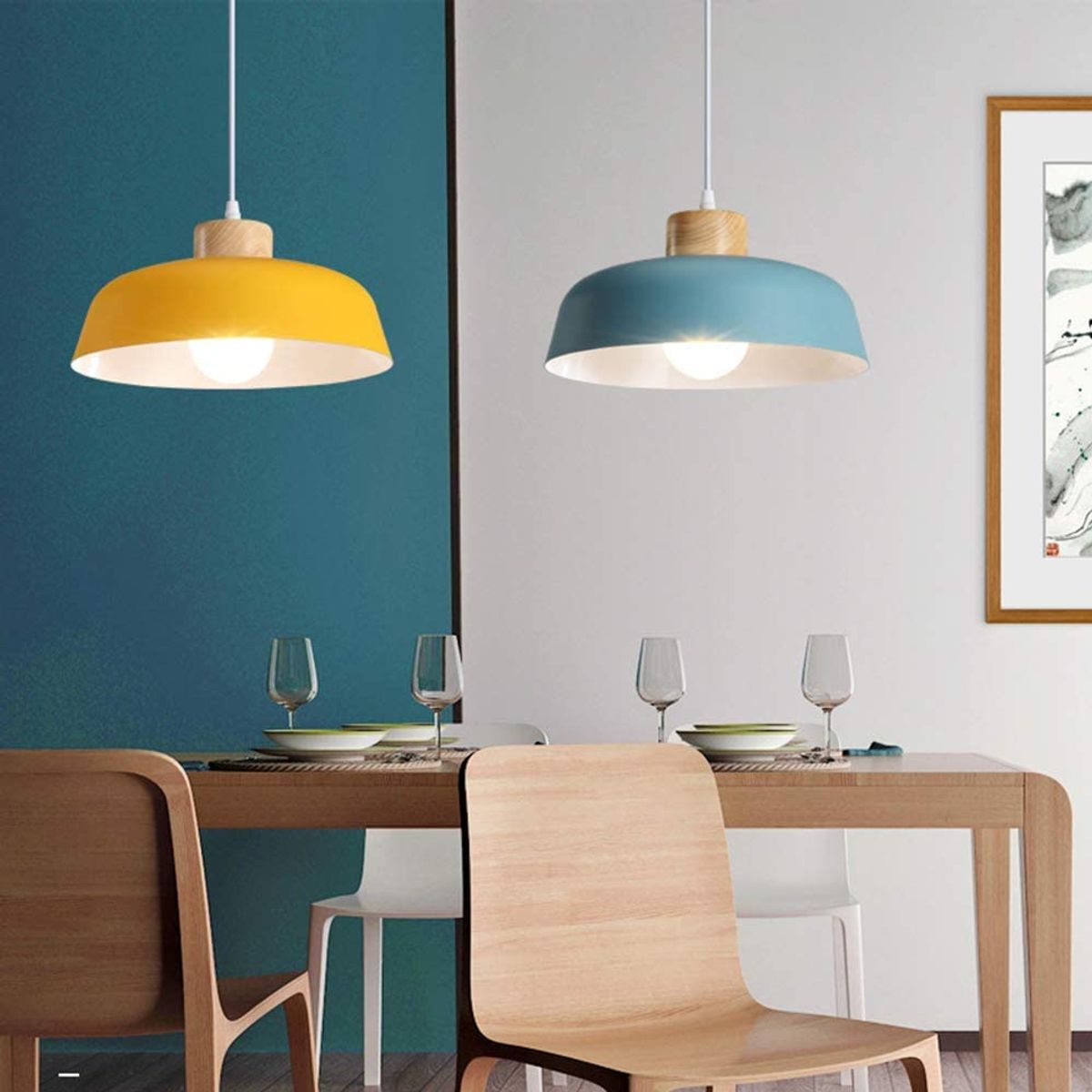 2 Unidades Lámpara Colgante E27 Amarillo, marca HOME NEAT - Foto 2