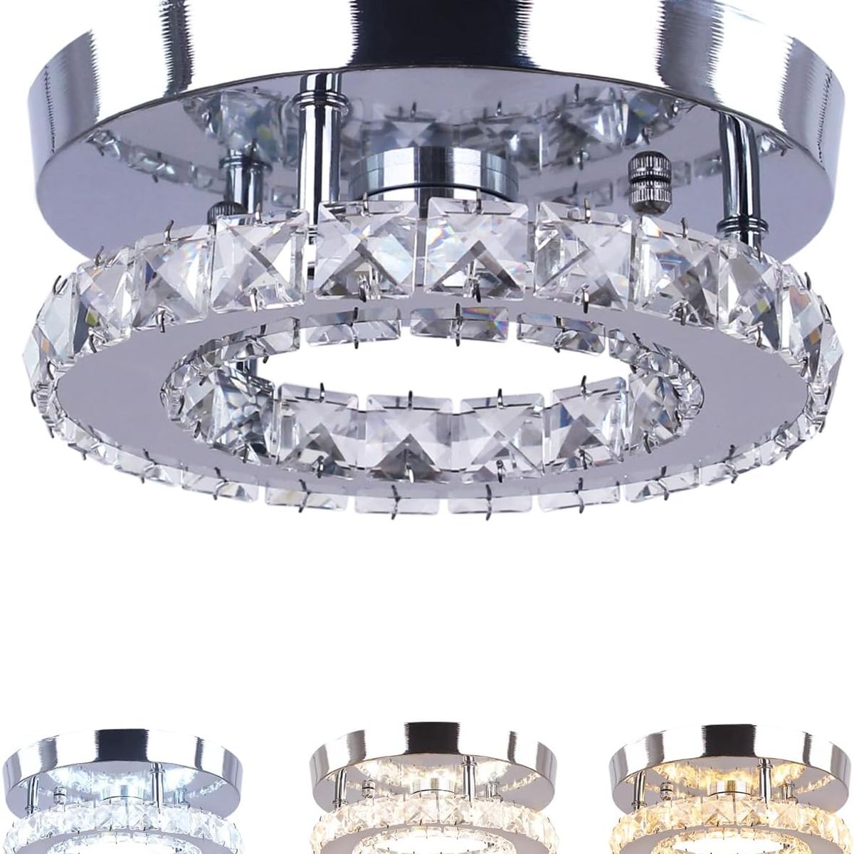 HOME NEAT - Lámpara de techo led plafón cristal moderna blanco frío dia 20cm