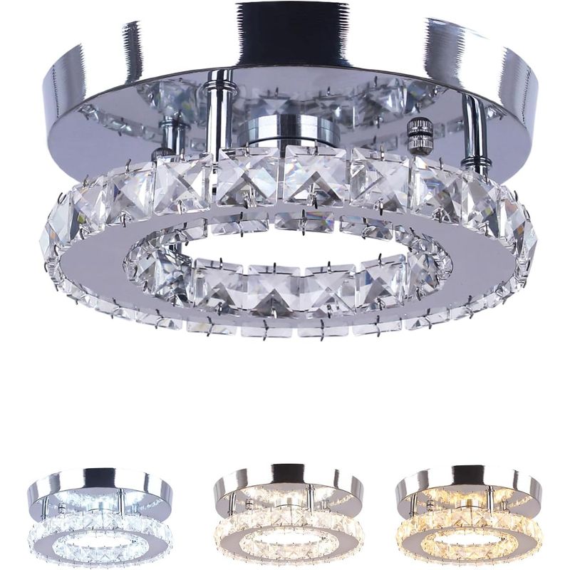 HOME NEAT - Lámpara de techo led plafón cristal moderna blanco frío dia 20cm