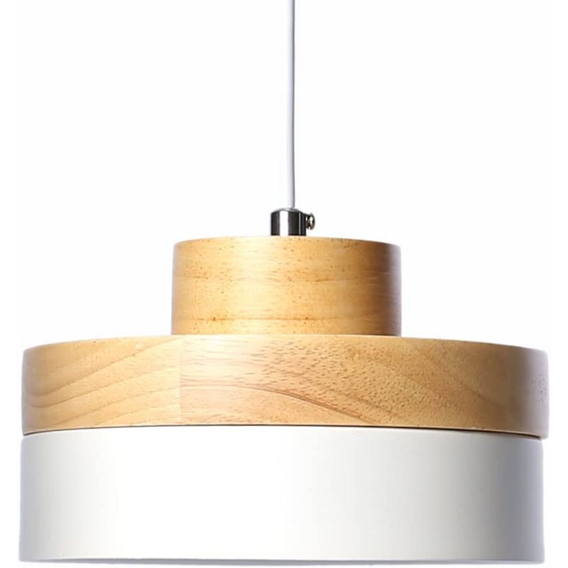 HOME NEAT - Lámpara de colgante madera redonda nórdica luz de techo blanco