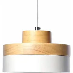 HOME NEAT - Lámpara de colgante madera redonda nórdica luz de techo blanco
