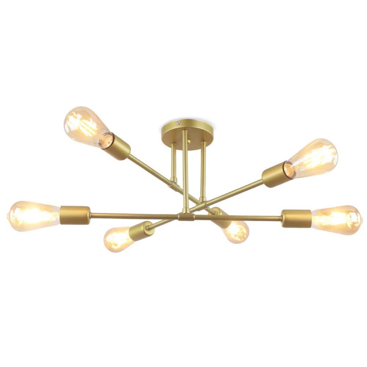 HOME NEAT - Lámpara de techo vintage bombillas 6 E27 Oro