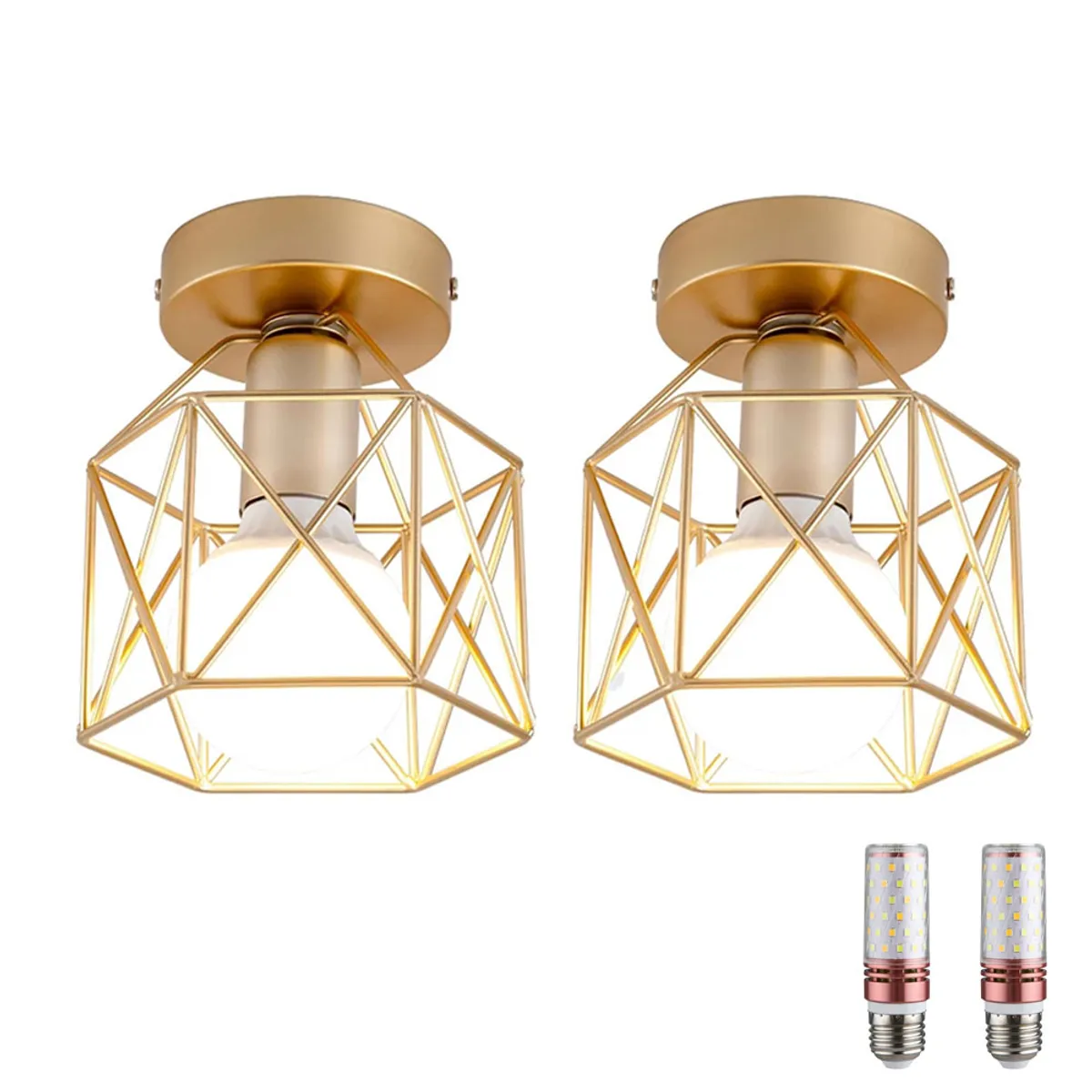 HOME NEAT - 2 Unidades Lámpara de Techo Vintage - Dorado