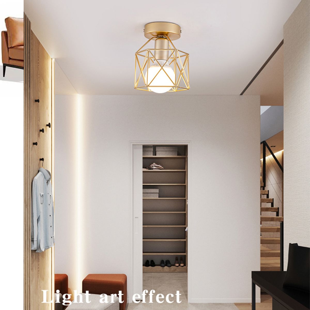 HOME NEAT - 2 Unidades Lámpara de Techo Vintage - Dorado