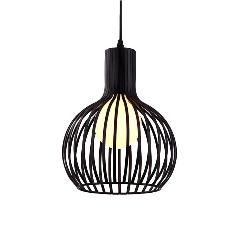 HOME NEAT - Lámpara colgante de jaula industrial vintage 20cm Negro