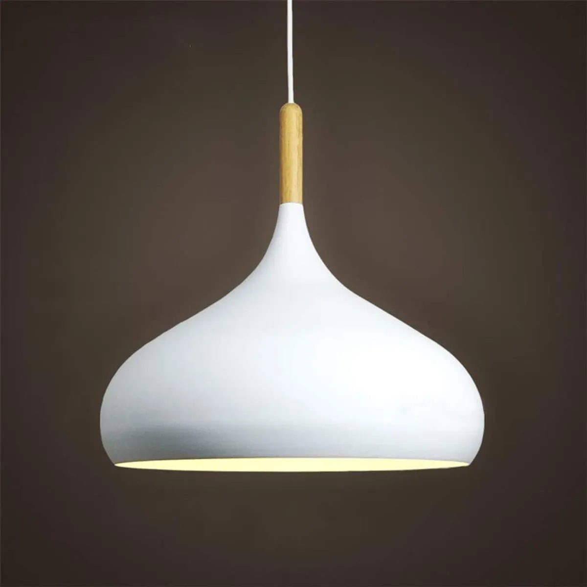 HOME NEAT - Lámpara colgante de techo madera E27 24cm - Blanco