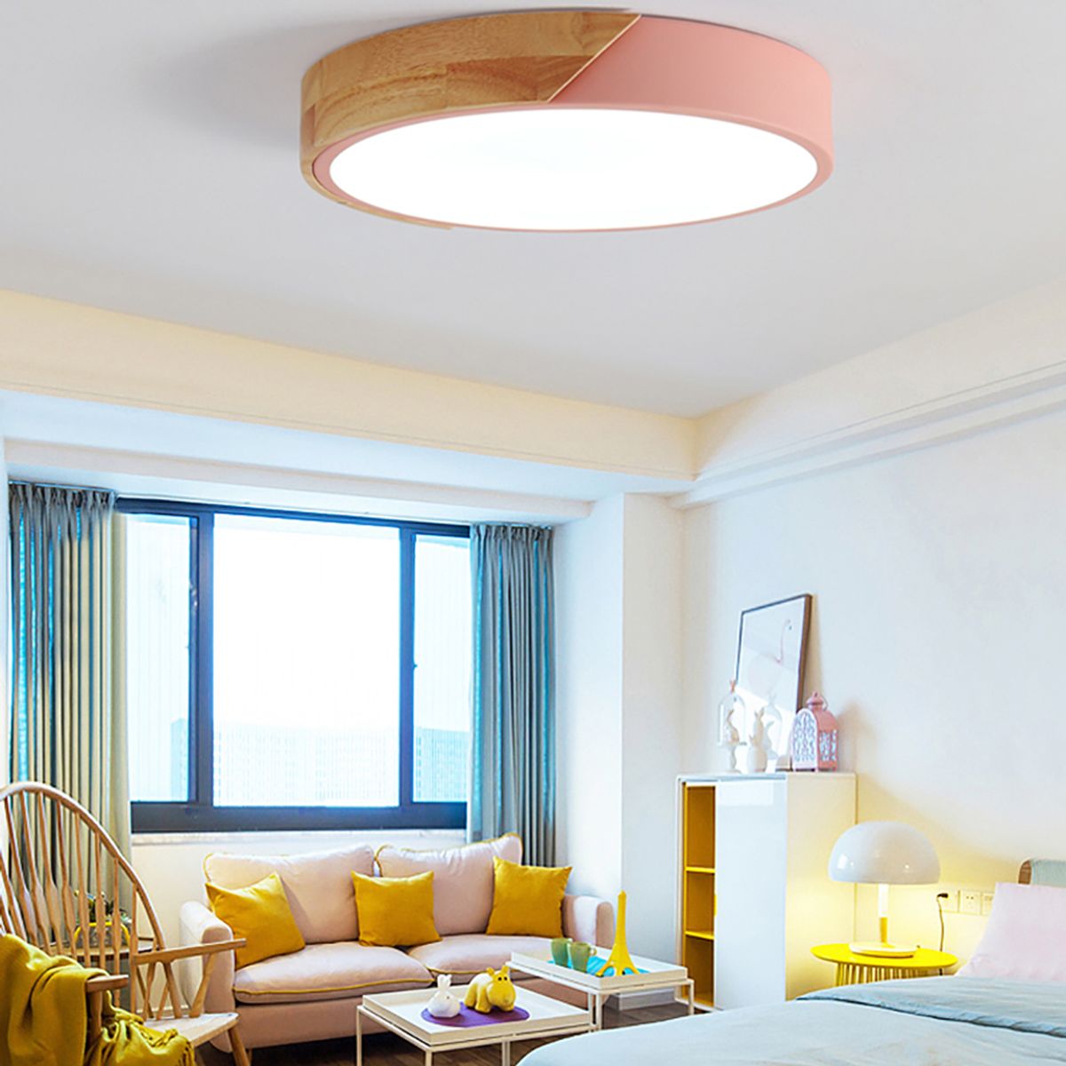 HOME NEAT - Led lámpara de techo moderna ø30cm redondo 3 colores rosa