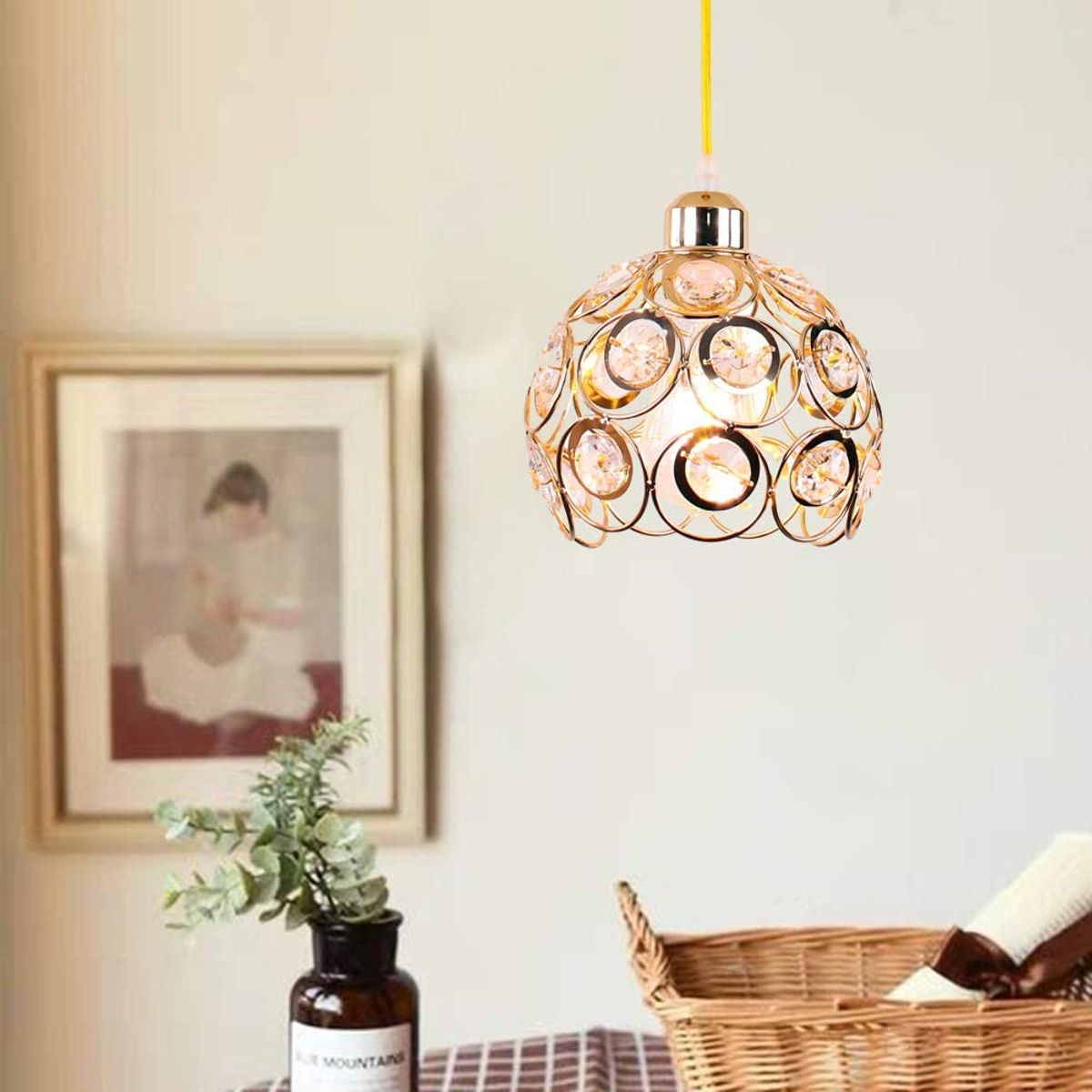 HOME NEAT - Moderno lámpara de techo de cristal e27 iluminación ø20cm dorado.
