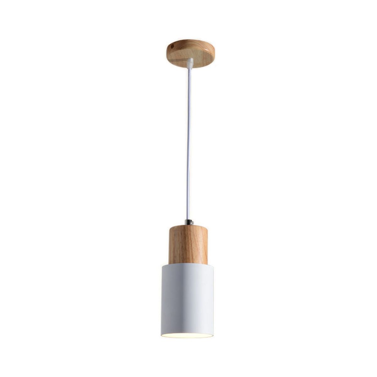 HOME NEAT - Lámpara colgante de techo madera nórdica E27 aluminio - Blanco