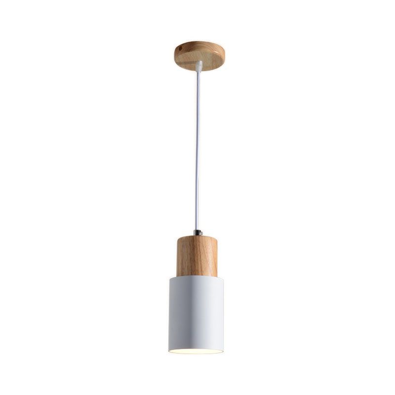 HOME NEAT - Lámpara colgante de techo madera nórdica E27 aluminio - Blanco
