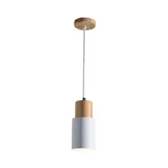 HOME NEAT - Lámpara colgante de techo madera nórdica E27 aluminio - Blanco
