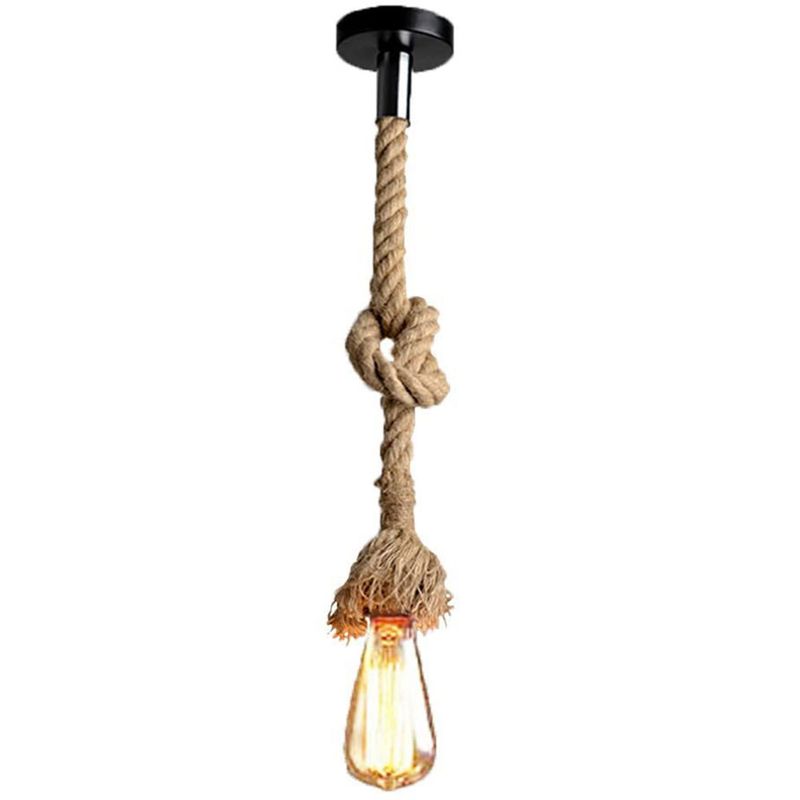 HOME NEAT - Lámpara de techo vintage cuerda cáñamo lámpara colgante industrial
