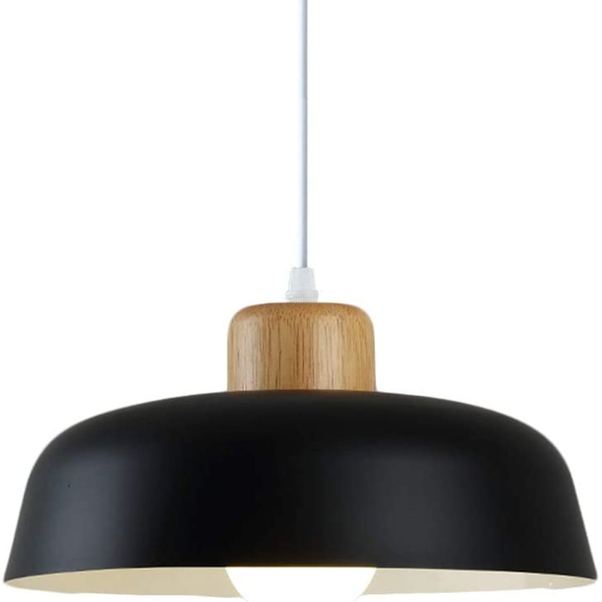 HOME NEAT - Lámpara de colgante de metal madera redonda moderna nórdica e27