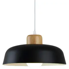 HOME NEAT - Lámpara de colgante de metal madera redonda moderna nórdica e27.