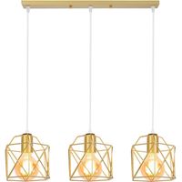 Lámpara de techo Vintage 3 luces E27 de jaula de metal - Dorado