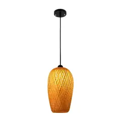 HOME NEAT - Lámpara Colgante de Techo de Bambú Vintage E27 Ø23cmx 36cm