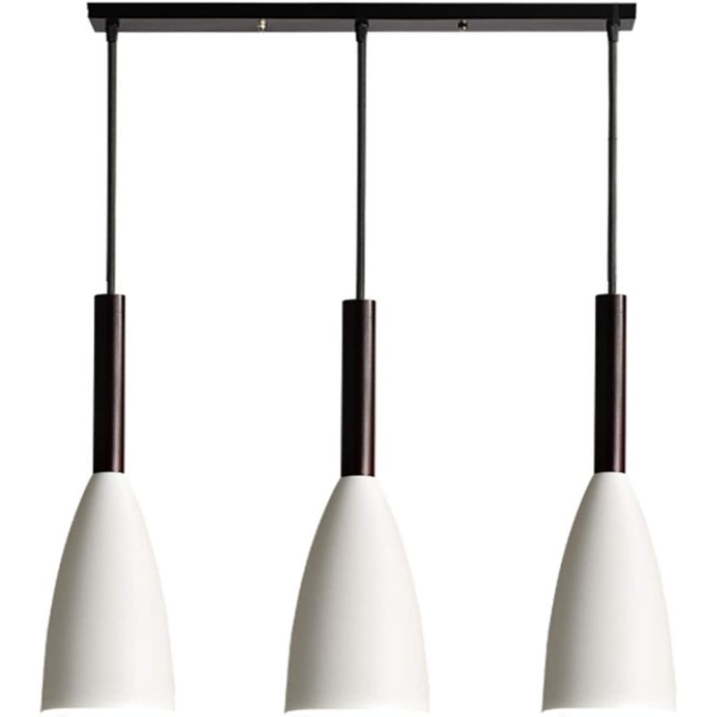 HOME NEAT - Lámpara de techo colgante moderno madera metal 3 luces e27 blanco.