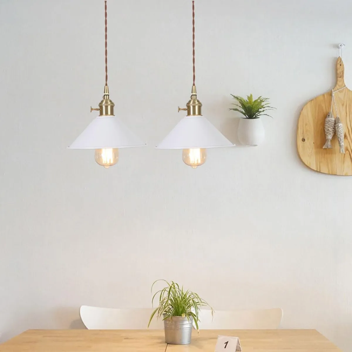 HOME NEAT - Lámpara Colgante de techo Vintage E27 - Blanco