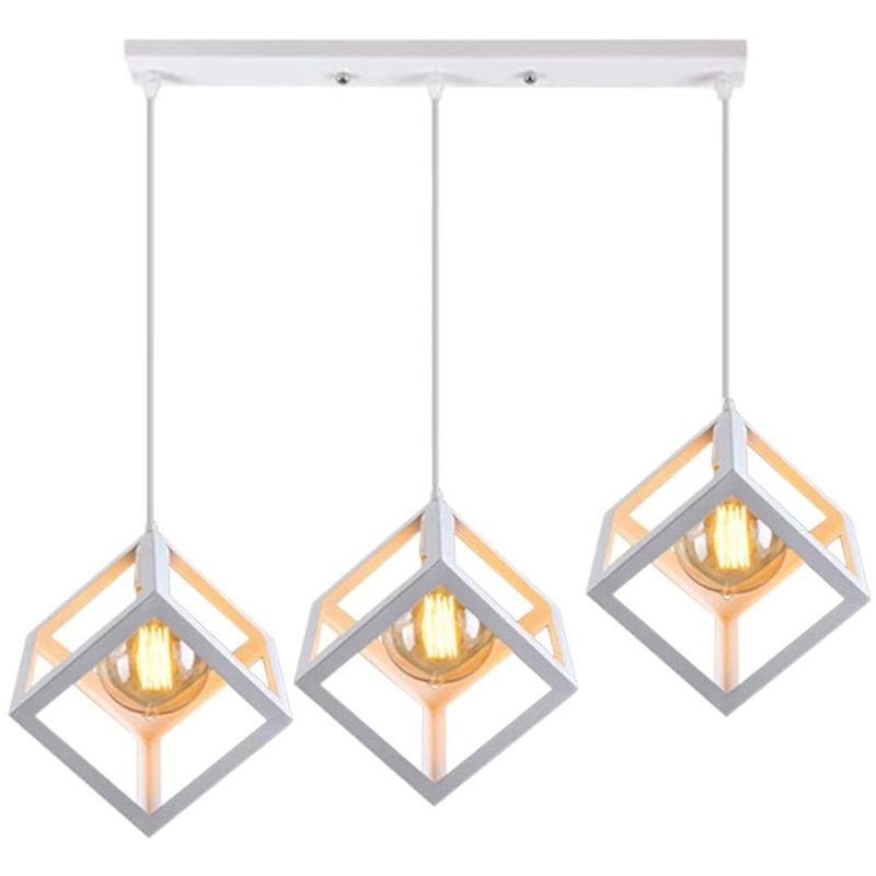 HOME NEAT - Lampara colgante de techo industrial 3 Luces ø22cm E27 - Blanco