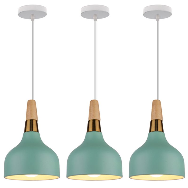 HOME NEAT - 3 Unidades Lámpara colgante de techo nórdica E27 ø15cm - Verde