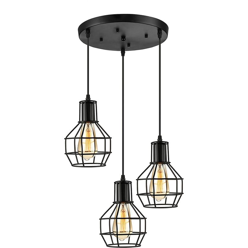 HOME NEAT - Lámpara colgante de techo vintage 3 Luces E27