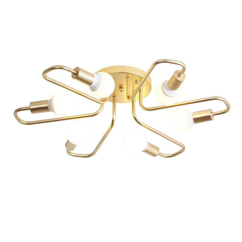 HOME NEAT - Lámpara de techo Industrial 6 luces E27 Oro Ø72CM