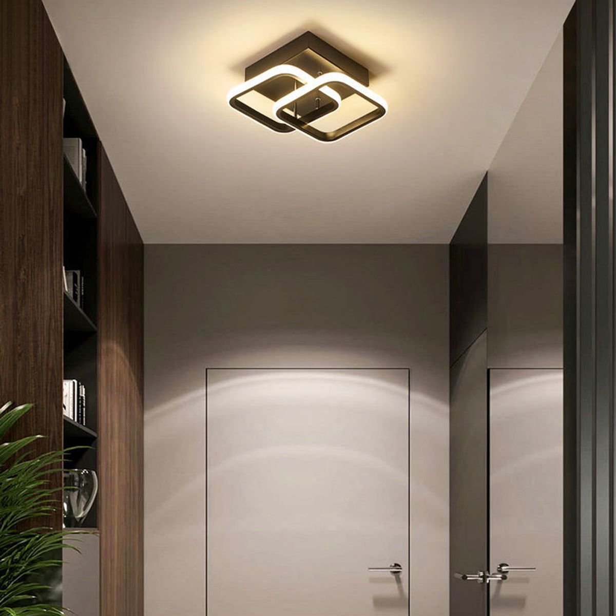 HOME NEAT - Lámpara de techo LED acrílica dos cuadrados - Negro