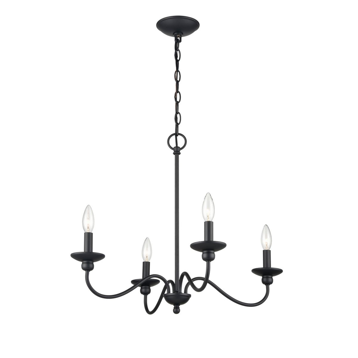 HOME NEAT - Lámparas de araña vintage 4 luces lámpara de techo - Negro