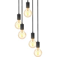 Lámpara de colgante vintage 5 luz e27 lámpara de techo negro.