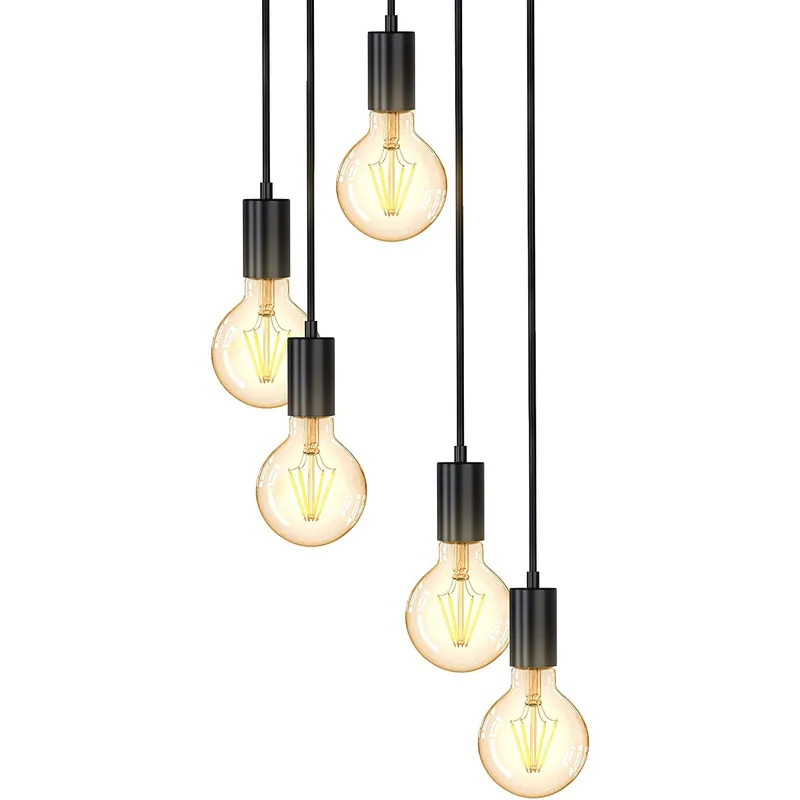 HOME NEAT - Lámpara de colgante vintage 5 luz e27 lámpara de techo negro.