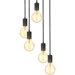 HOME NEAT - Lámpara de colgante vintage 5 luz e27 lámpara de techo negro..