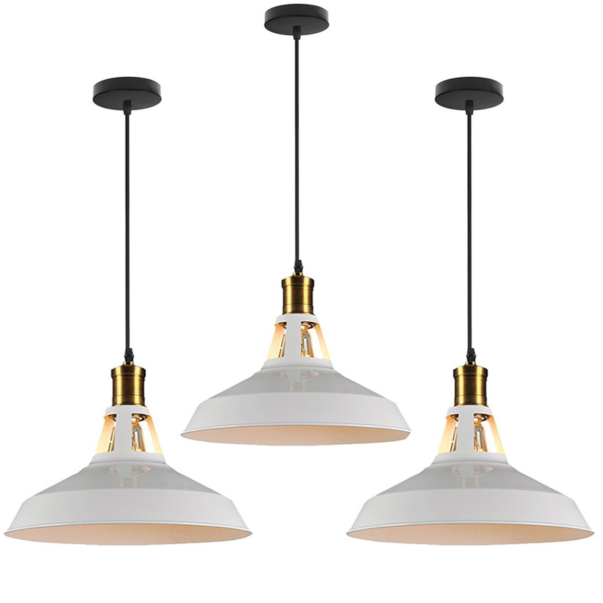 HOME NEAT - 3 Unidades lámpara colgante industrial vintage 27cm e27- Blanco